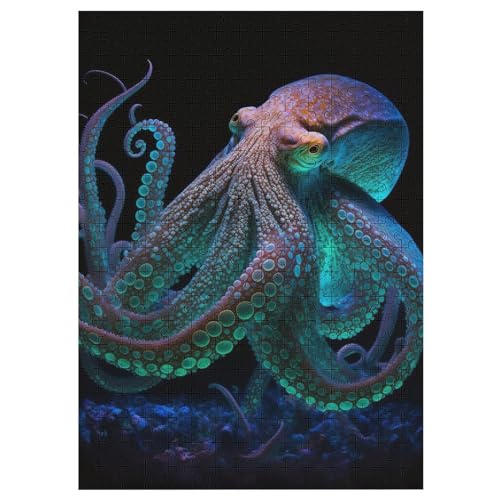 Oktopus Holzpuzzle Erwachsene - 300 Teiliges Jigsaw Knobelspiel - Puzzle Für Erwachsene & Kinder - Outdoor & Reisespielzeug - Geduldspiel 42×30cm von AAPZY