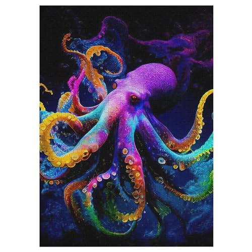 Oktopus -Puzzle, 300 Teile,Holzpuzzle Für Erwachsene Kinder, Lustiges Spielzeug, Denkspiel, Spielzeug, Bildungsspiel, Herausforderung, Pädagogisch, 42×30cm von AAPZY