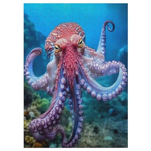 Oktopus -Puzzle, 300 Teile,Holzpuzzle Für Erwachsene Kinder, Lustiges Spielzeug, Denkspiel, Spielzeug, Bildungsspiel, Herausforderung, Pädagogisch, 42×30cm von AAPZY