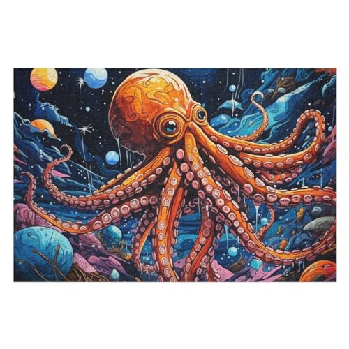 Oktopus Puzzle Für Erwachsene 1000 Teile Premium 100% Recyceltes Brett Zum Lernen, Lernspielzeug, Familienspiele Kinder Holzpuzzle （75×50cm） von AAPZY