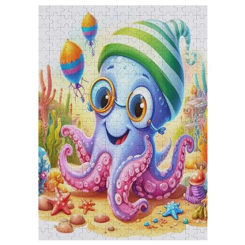 Oktopus Puzzle Für Erwachsene 300 Teile Premium 100% Recyceltes Brett Zum Lernen, Lernspielzeug, Familienspiele Kinder Holzpuzzle 42×30cm von AAPZY