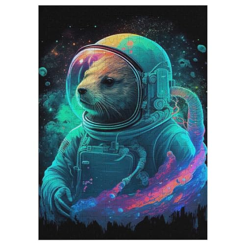 Otter Astronaut Puzzles 300 Teile Erwachsener Kniffel Spaß Für Die Ganze Familie - 300 Puzzleteilige Motive, Holzpuzzle Kinder Erwachsene, Impossible Puzzle Schwer 42×30cm von AAPZY