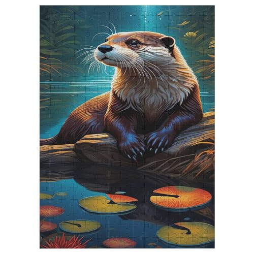 Otter Puzzle 300 Teile,Puzzles Für Erwachsene, Impossible Puzzle, Geschicklichkeitsspiel Für Die Ganze Familie, Puzzle Kinder,Holzpuzzle-Geschenk,Raumdekoration, 42×30cm von AAPZY