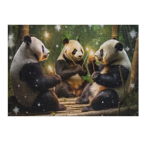 Panda 300 Teile Puzzle Für Erwachsene, Herausforderung Puzzles - Familienpuzzle Verringerter Druck Schwieriges Puzzle Rahmen Holzpuzzle Für Erwachsene Kinder 12+ （40×28cm） von AAPZY