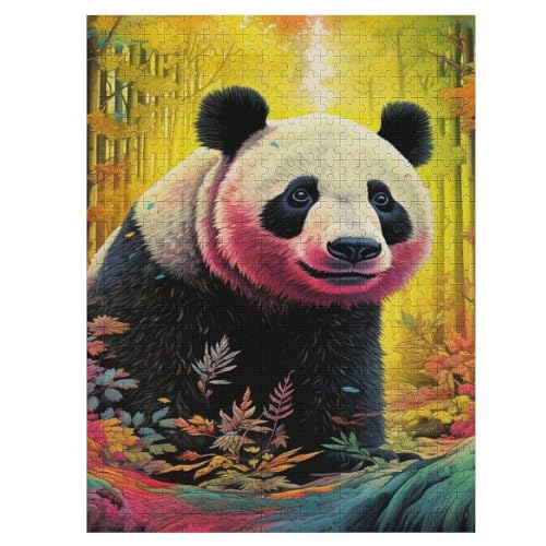 Panda 500 Teile Puzzles, Wood Craft, Hochwertiges Modernes Puzzle, DIY, Für Erwachsene Und Kinder Ab 12 Jahren Holz, Puzzle （55×41cm） von AAPZY