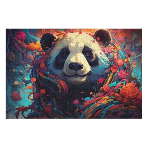 Panda Holzpuzzle 1000 Teile, Knobelspiele Für Erwachsene, Teenager, Puzzles Unmögliche - Kinder Puzzle Zimmer Deko （75×50cm） von AAPZY