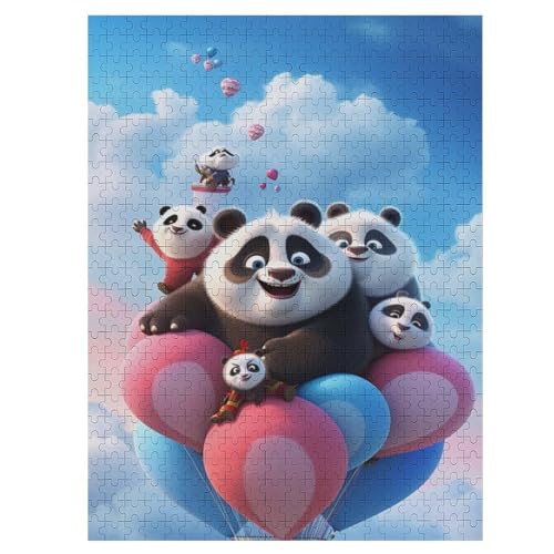 Panda Holzpuzzle Erwachsene - 500 Teiliges Jigsaw Knobelspiel - Puzzle Für Erwachsene & Kinder - Outdoor & Reisespielzeug - Geduldspiel （55×41cm） von AAPZY