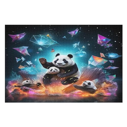 Panda -Puzzle, 1000 Teile,Holzpuzzle Für Erwachsene Kinder, Lustiges Spielzeug, Denkspiel, Spielzeug, Bildungsspiel, Herausforderung, Pädagogisch, （75×50cm） von AAPZY