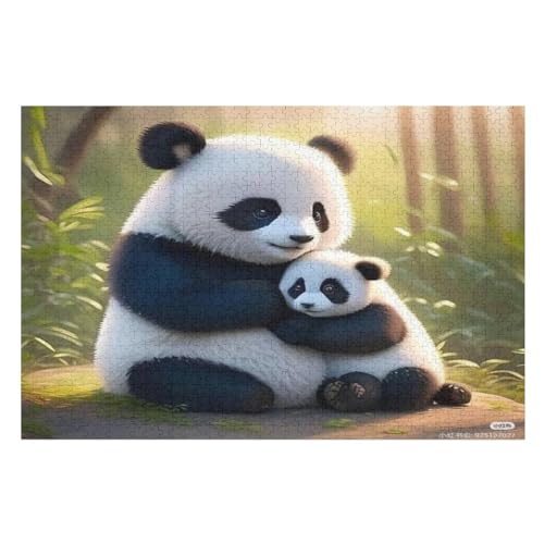 Panda -Puzzle, 1000 Teile,Holzpuzzle Für Erwachsene Kinder, Lustiges Spielzeug, Denkspiel, Spielzeug, Bildungsspiel, Herausforderung, Pädagogisch, （75×50cm） von AAPZY