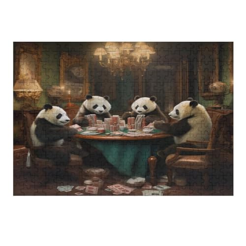 Panda -Puzzle, 300 Teile,Holzpuzzle Für Erwachsene Kinder, Lustiges Spielzeug, Denkspiel, Spielzeug, Bildungsspiel, Herausforderung, Pädagogisch, （40×28cm） von AAPZY