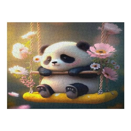 Panda -Puzzle, 500 Teile,Holzpuzzle Für Erwachsene Kinder, Lustiges Spielzeug, Denkspiel, Spielzeug, Bildungsspiel, Herausforderung, Pädagogisch, （52×38cm） von AAPZY