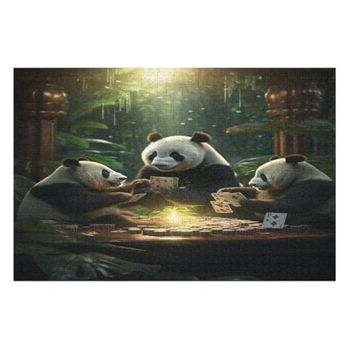 Panda – Puzzle 1000 Teile, Holzpuzzle, Herausforderndes Geschicklichkeitsspiel Für Die Ganze Familie, Kinder Erwachsenenpuzzle Ab 12 Jahren （75×50cm） von AAPZY