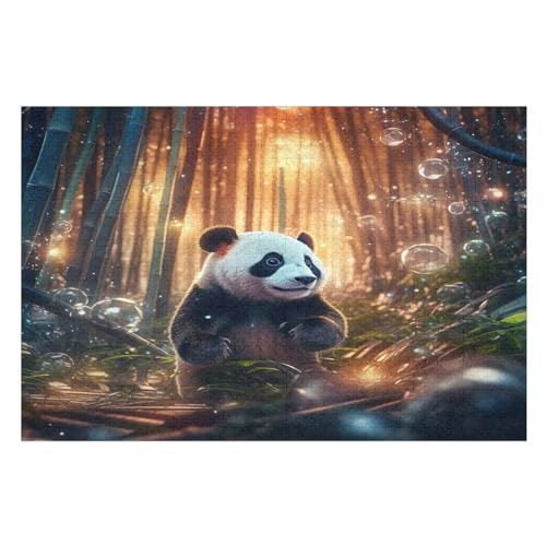 Panda Puzzle Für Erwachsene 1000 Teile Premium 100% Recyceltes Brett Zum Lernen, Lernspielzeug, Familienspiele Kinder Holzpuzzle （75×50cm） von AAPZY