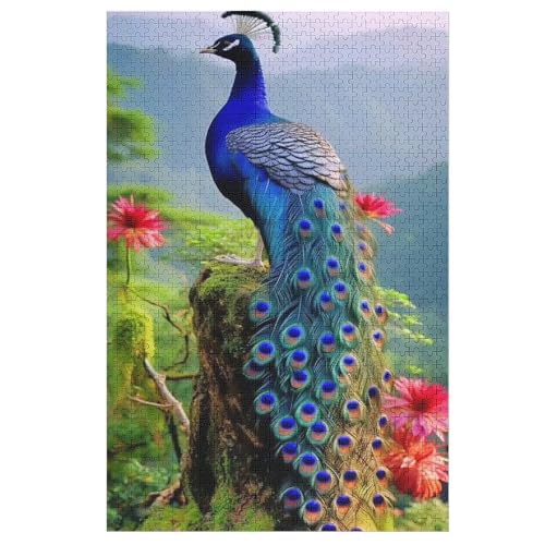 Pfau Holzpuzzle 1000 Teile, Knobelspiele Für Erwachsene, Teenager, Puzzles Unmögliche - Kinder Puzzle Zimmer Deko （78×53cm） von AAPZY