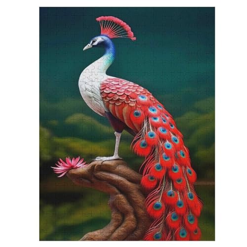 Pfau -Puzzle, 500 Teile,Holzpuzzle Für Erwachsene Kinder, Lustiges Spielzeug, Denkspiel, Spielzeug, Bildungsspiel, Herausforderung, Pädagogisch, （55×41cm） von AAPZY