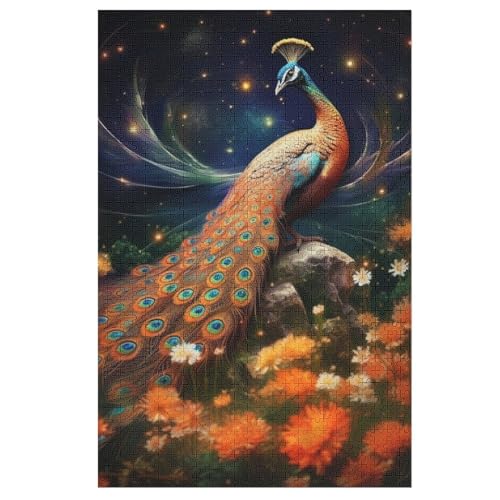 Pfau Puzzle 1000 Teile,Puzzles Für Erwachsene, Impossible Puzzle, Geschicklichkeitsspiel Für Die Ganze Familie, Puzzle Kinder,Holzpuzzle-Geschenk,Raumdekoration, 78×53cm von AAPZY