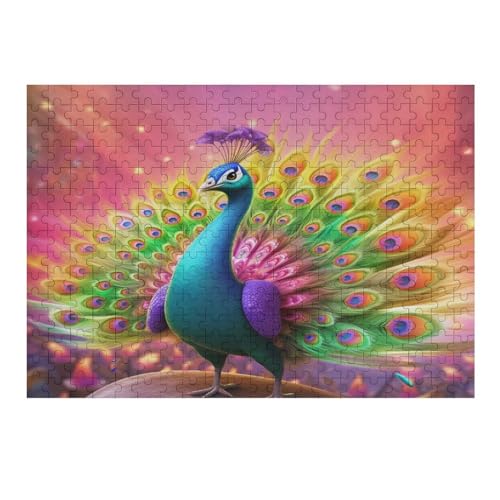 Pfau Puzzle 300 Teile,Puzzles Für Erwachsene, Impossible Puzzle, Geschicklichkeitsspiel Für Die Ganze Familie, Puzzle Kinder,Holzpuzzle-Geschenk,Raumdekoration, （40×28cm） von AAPZY