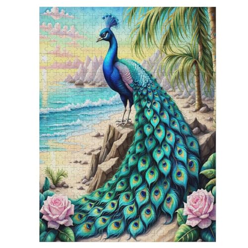 Pfau Puzzles 500 Teile Erwachsener Kniffel Spaß Für Die Ganze Familie - 500 Puzzleteilige Motive, Holzpuzzle Kinder Erwachsene, Impossible Puzzle Schwer （55×41cm） von AAPZY