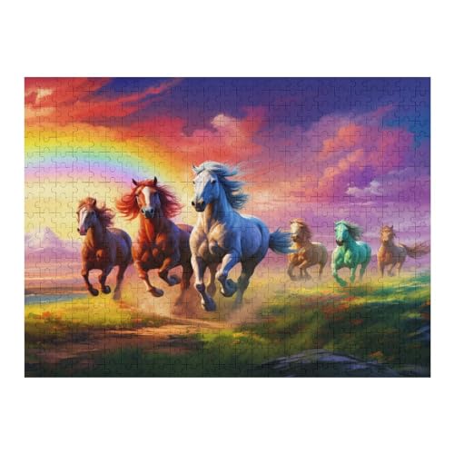 Pferd,500 Teile,Holzpuzzle,einzigartiges Puzzle,kreatives Puzzle,Geschenk Für Erwachsene,Familienspiel,Herausforderungsaktivität,（52×38cm） von AAPZY