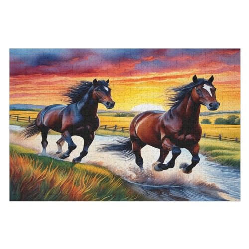 Pferd 1000 Teile Premium-Puzzles Für Erwachsene Kinder- Holzpuzzles Spaß Und Lernspiele - Perfekte Puzzle-Geschenke （75×50cm） von AAPZY