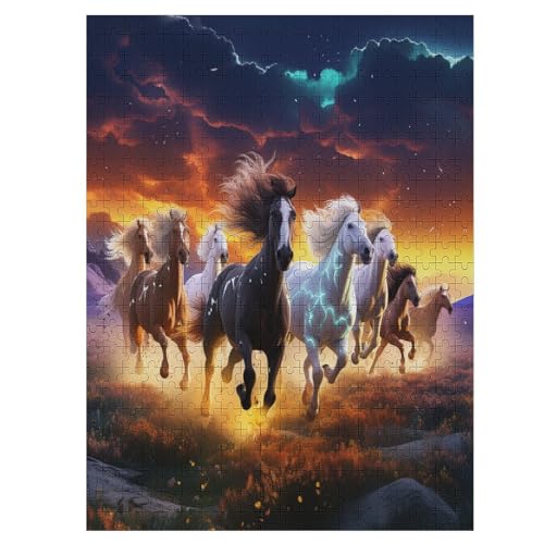 Pferd 500 Teile Puzzle Für Erwachsene, Herausforderung Puzzles - Familienpuzzle Verringerter Druck Schwieriges Puzzle Rahmen Holzpuzzle Für Erwachsene Kinder 12+ （55×41cm） von AAPZY