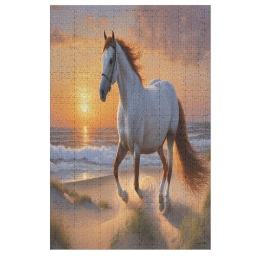 Pferd Holzpuzzle 1000 Teile, Knobelspiele Für Erwachsene, Teenager, Puzzles Unmögliche - Kinder Puzzle Zimmer Deko 78×53cm von AAPZY