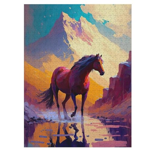 Pferd Holzpuzzle 500 Teile, Knobelspiele Für Erwachsene, Teenager, Puzzles Unmögliche - Kinder Puzzle Zimmer Deko （55×41cm） von AAPZY