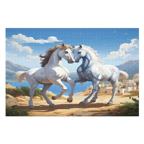 Pferd Holzpuzzle Erwachsene - 1000 Teiliges Jigsaw Knobelspiel - Puzzle Für Erwachsene & Kinder - Outdoor & Reisespielzeug - Geduldspiel （75×50cm） von AAPZY