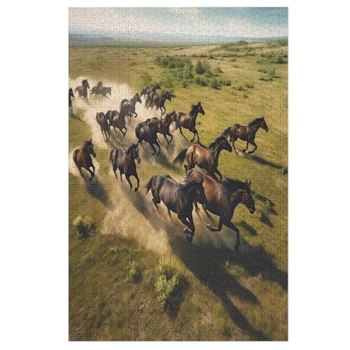 Pferd Holzpuzzle Erwachsene - 1000 Teiliges Jigsaw Knobelspiel - Puzzle Für Erwachsene & Kinder - Outdoor & Reisespielzeug - Geduldspiel （78×53cm） von AAPZY