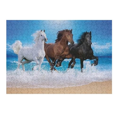 Pferd Holzpuzzle Erwachsene - 300 Teiliges Jigsaw Knobelspiel - Puzzle Für Erwachsene & Kinder - Outdoor & Reisespielzeug - Geduldspiel （40×28cm） von AAPZY