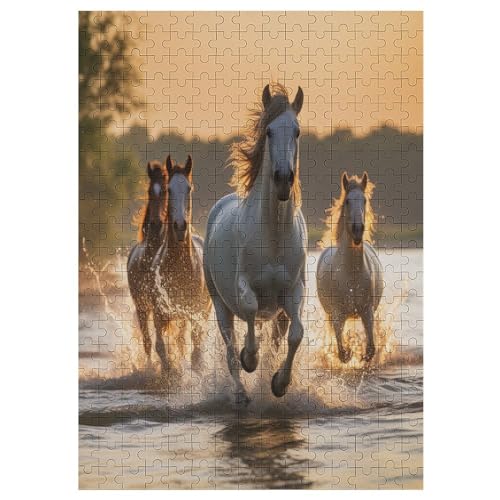 Pferd -Puzzle, 300 Teile,Holzpuzzle Für Erwachsene Kinder, Lustiges Spielzeug, Denkspiel, Spielzeug, Bildungsspiel, Herausforderung, Pädagogisch, （42×30cm） von AAPZY