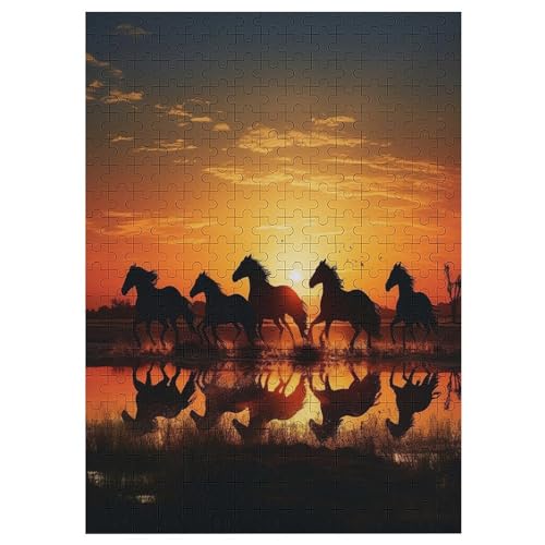 Pferd Puzzle 300 Teile, Holzpuzzle Für Erwachsene, Impossible Puzzle, Geschicklichkeitsspiel Für Die Ganze Familie, Puzzle Farbenfrohes Legespiel Kinder Puzzles 42×30cm von AAPZY