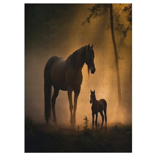 Pferd Puzzle 300 Teile, Holzpuzzle Für Erwachsene, Impossible Puzzle, Geschicklichkeitsspiel Für Die Ganze Familie, Puzzle Farbenfrohes Legespiel Kinder Puzzles 42×30cm von AAPZY