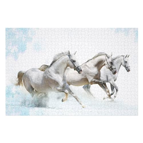 Pferd Puzzle Für Erwachsene 1000 Teile Premium 100% Recyceltes Brett Zum Lernen, Lernspielzeug, Familienspiele Kinder Holzpuzzle （75×50cm） von AAPZY