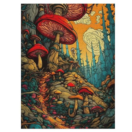 Pilz -Puzzle, 500 Teile,Holzpuzzle Für Erwachsene Kinder, Lustiges Spielzeug, Denkspiel, Spielzeug, Bildungsspiel, Herausforderung, Pädagogisch, （55×41cm） von AAPZY