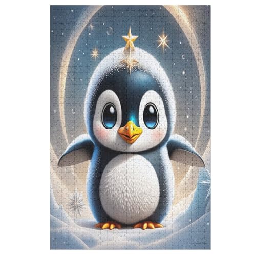 Pinguin Holzpuzzle 1000 Teile, Knobelspiele Für Erwachsene, Teenager, Puzzles Unmögliche - Kinder Puzzle Zimmer Deko （78×53cm） von AAPZY