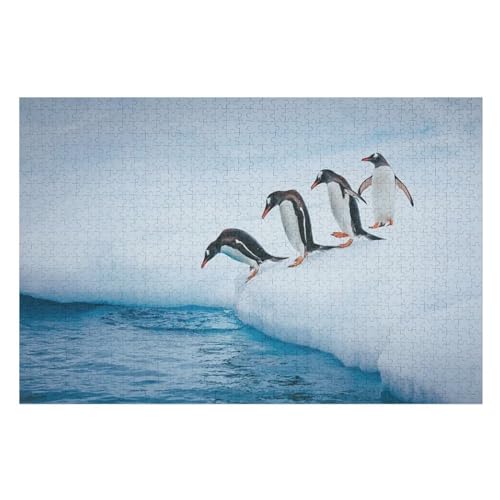 Pinguin -Puzzle, 1000 Teile,Holzpuzzle Für Erwachsene Kinder, Lustiges Spielzeug, Denkspiel, Spielzeug, Bildungsspiel, Herausforderung, Pädagogisch, （75×50cm） von AAPZY