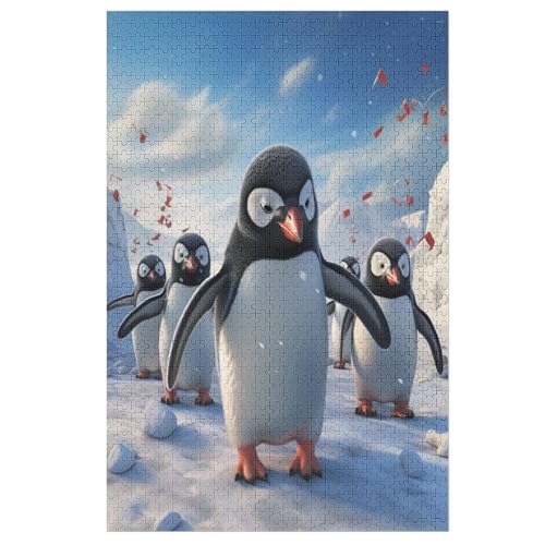 Pinguin Puzzle Für Erwachsene 1000 Teile Premium 100% Recyceltes Brett Zum Lernen, Lernspielzeug, Familienspiele Kinder Holzpuzzle 78×53cm von AAPZY