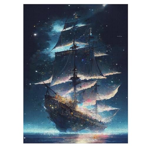 Piratenschiff, Boot Holzpuzzle 500 Teile, Knobelspiele Für Erwachsene, Teenager, Puzzles Unmögliche - Kinder Puzzle Zimmer Deko （55×41cm） von AAPZY