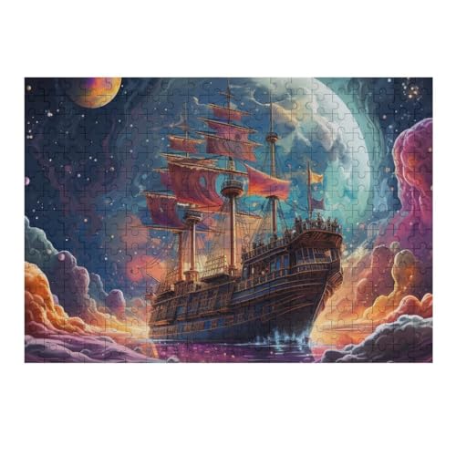 Piratenschiff -Puzzle, 300 Teile,Holzpuzzle Für Erwachsene Kinder, Lustiges Spielzeug, Denkspiel, Spielzeug, Bildungsspiel, Herausforderung, Pädagogisch, （40×28cm） von AAPZY