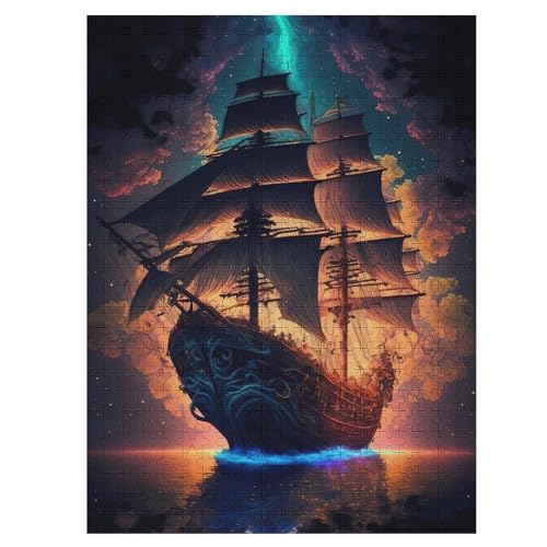 Piratenschiff Puzzle Für Erwachsene,500-teiliges Puzzle,Puzzle Für Erwachsene Und Kinder,Holzpuzzle,Lernspielzeug, （55×41cm） von AAPZY