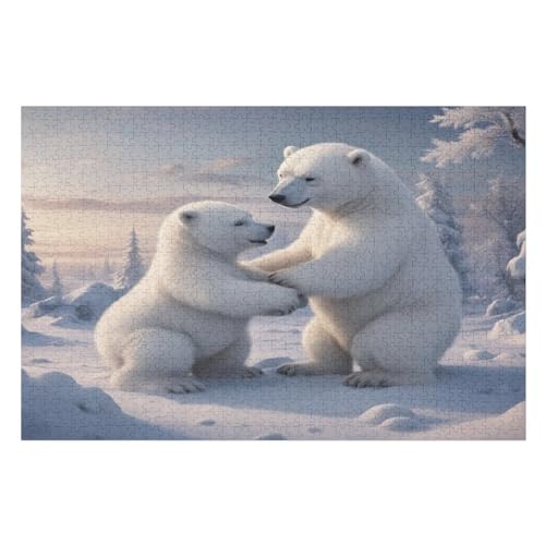 Polar Bär -Puzzle, 1000 Teile,Holzpuzzle Für Erwachsene Kinder, Lustiges Spielzeug, Denkspiel, Spielzeug, Bildungsspiel, Herausforderung, Pädagogisch, （75×50cm） von AAPZY