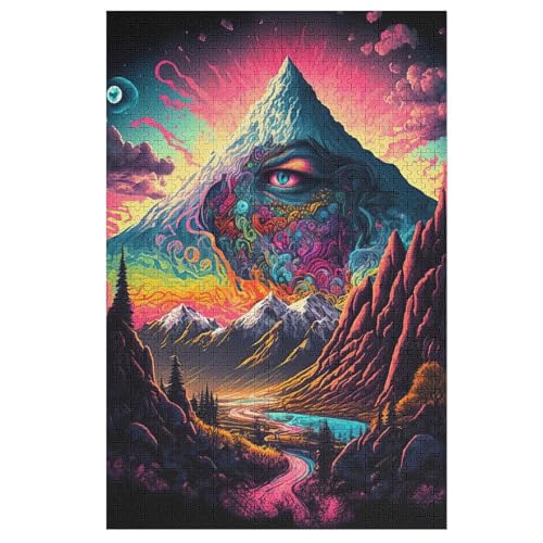 Psychedelic Valley Holzpuzzle Erwachsene - 1000 Teiliges Jigsaw Knobelspiel - Puzzle Für Erwachsene & Kinder - Outdoor & Reisespielzeug - Geduldspiel 78×53cm von AAPZY