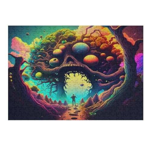 Psychedelisch Monster Holzpuzzle 300 Teile, Knobelspiele Für Erwachsene, Teenager, Puzzles Unmögliche - Kinder Puzzle Zimmer Deko （40×28cm） von AAPZY