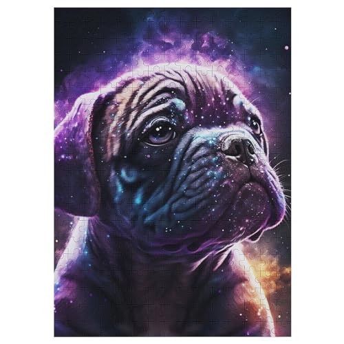 Pug Hund -Puzzle, 300 Teile,Holzpuzzle Für Erwachsene Kinder, Lustiges Spielzeug, Denkspiel, Spielzeug, Bildungsspiel, Herausforderung, Pädagogisch, 42×30cm von AAPZY