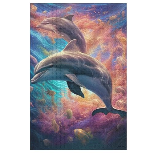 Puzzle 1000 Teile Erwachsene Delfin Holzpuzzle Für Erwachsene Lernspiel Herausforderungsspielzeug 1000-teilige The Puzzles Für Erwachsene Kinder 78×53cm von AAPZY