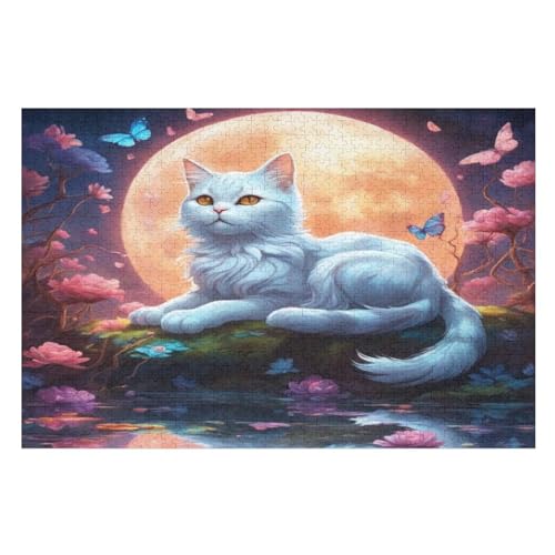 Puzzle 1000 Teile Erwachsene Starry Sky Katze Holzpuzzle Für Erwachsene Lernspiel Herausforderungsspielzeug 1000-teilige The Puzzles Für Erwachsene Kinder （75×50cm） von AAPZY