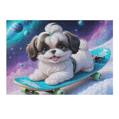 Puzzle 300 Teile Erwachsene Skateboard Hund Holzpuzzle Für Erwachsene Lernspiel Herausforderungsspielzeug 300-teilige The Puzzles Für Erwachsene Kinder （40×28cm） von AAPZY