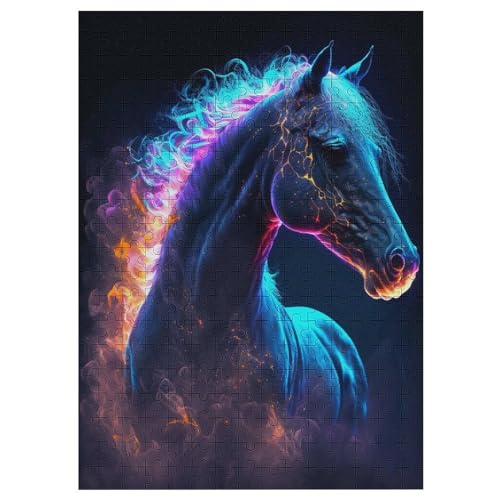 Puzzle 300 Teile Erwachsene Tier Horse Galaxy Holzpuzzle Für Erwachsene Lernspiel Herausforderungsspielzeug 300-teilige The Puzzles Für Erwachsene Kinder 42×30cm von AAPZY