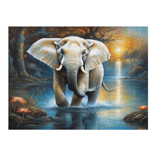 Puzzle 500 Teile Erwachsene Elefant Holzpuzzle Für Erwachsene Lernspiel Herausforderungsspielzeug 500-teilige The Puzzles Für Erwachsene Kinder （52×38cm） von AAPZY